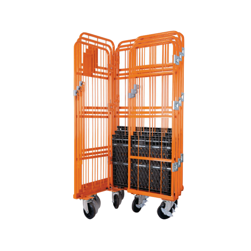 Troli sangkar roll dengan pallet plastik