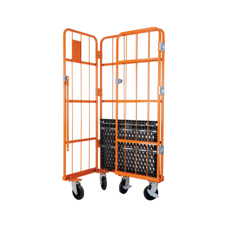 Troli sangkar roll dengan pallet plastik