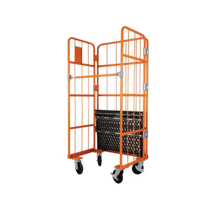 Troli sangkar roll dengan pallet plastik