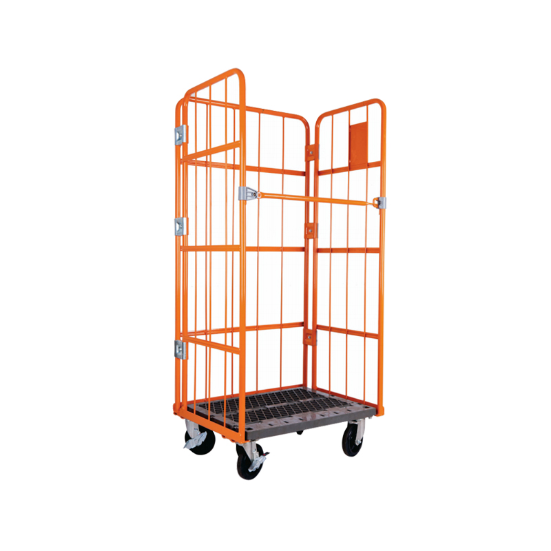 Troli sangkar roll dengan pallet plastik