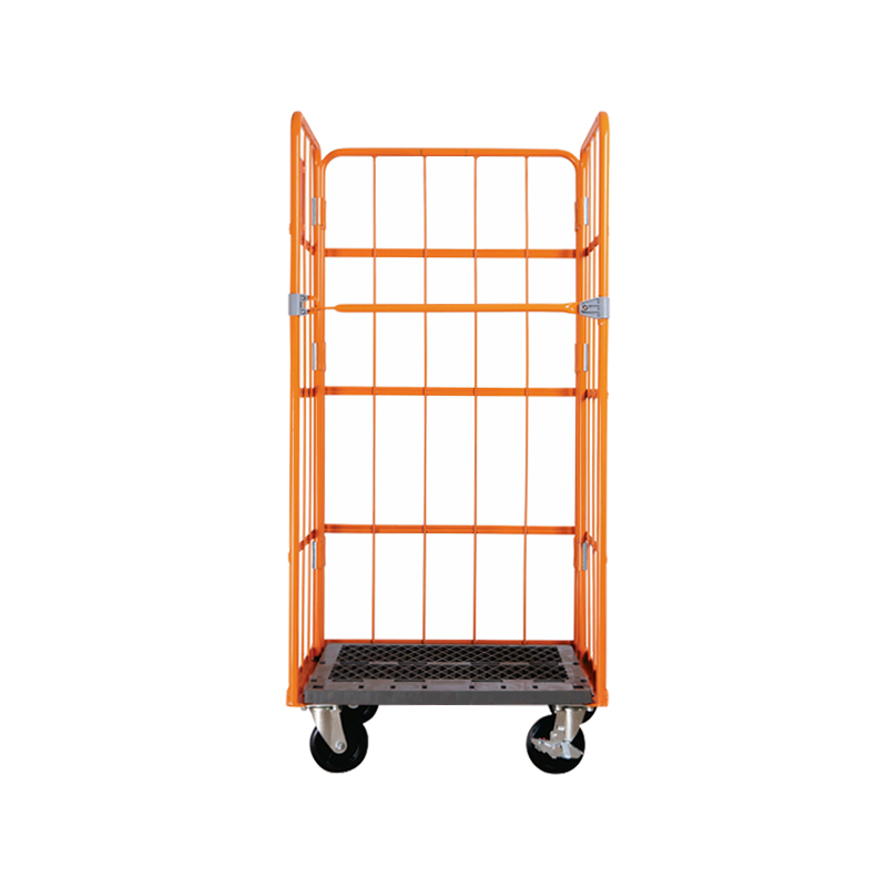 Troli sangkar roll dengan pallet plastik